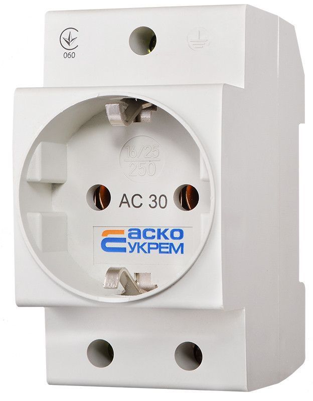 Розетка с заземлением АСКО-УКРЕМ AC30 2Р+РЕ, 16А, 220В для электрощитов A0150010104 фото