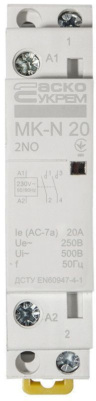Контактор модульний АСКО-УКРЕМ MK-N 2P 20A 220V, нереверсивний для установки на DIN-рейку A0040030024 фото