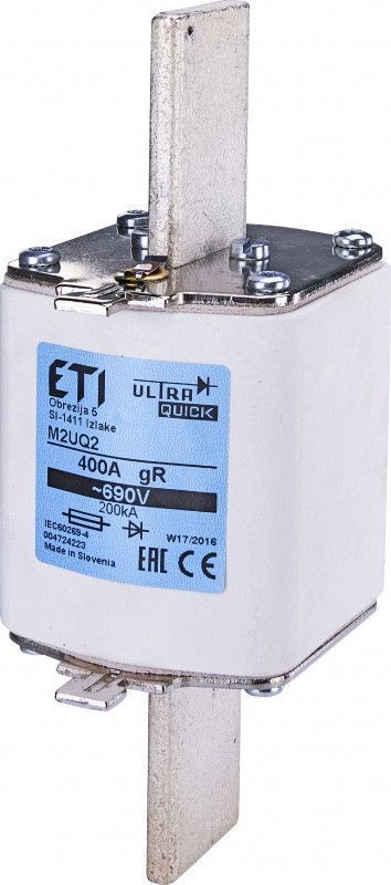 Плавкая вставка ETI M2UQ2 350А 690В gR с индикатором состояния для защиты полупроводниковых устройств 4724222 фото