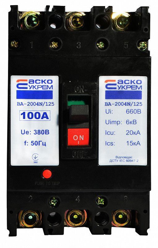 Автомат выключатель УКРЕМ ВА-2004N/125 3р 100А для защиты от короткого замыкания и перегрузок A0010040067 фото