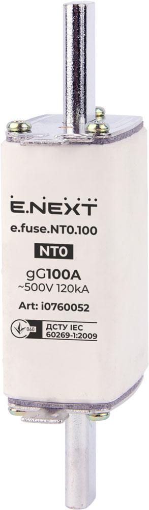 Запобіжник E.NEXT NT0.100, 100А, для захисту низьковольтних систем на DIN-рейку i0760052 фото
