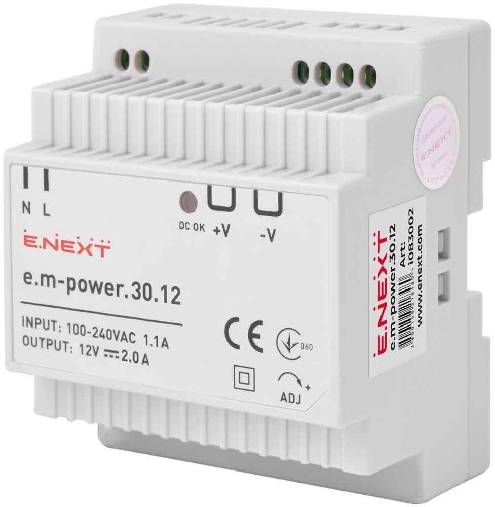 Блок питания E.NEXT 30Вт на DIN-рейку, DC12В для LED освещения i083002 фото
