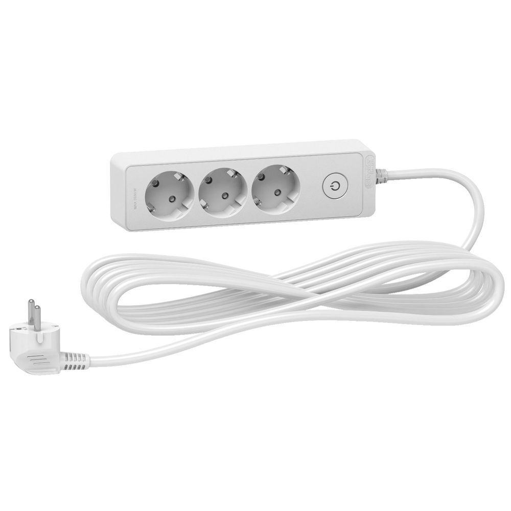 Подовжувач на 3 розетки з заземленням 5 м SE Unica, 2 USB, білий ST9435W фото