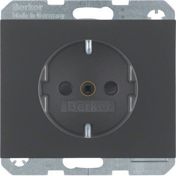 Розетка з захистом 16А Антрацит IP20 K.1, Hager 47357006 фото