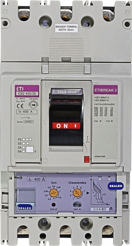 Автоматичний вимикач ETI EB2 400A 3P (50kA) для трансформатора і генератора 4671112 фото