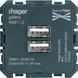 Розетка 2xUSB-A 3А, 15W, черная для встраивания, Hager WXF112 фото