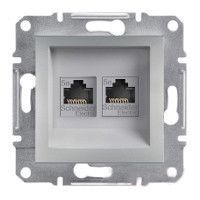 Двойная розетка RJ45 Cat5e UTP Schneider Electric Asfora, алюминий EPH4400161 фото