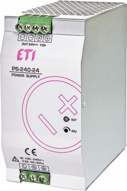 Блок питания на DIN-рейку ETI PS-240-24, 24В, 10A, защита от перегрузки 4656683 фото
