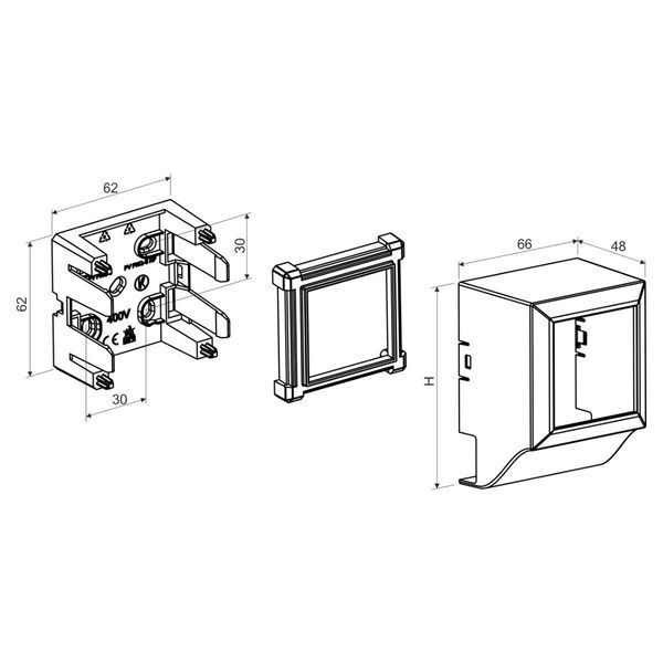Приборный держатель QUADRO Копос PNQ LP 35_HB, 101х65,8х48,2 мм, огнеупорный PVC PNQ LP 35_HB фото
