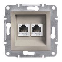 Двойная компьютерная розетка Schneider Electric Asfora RJ45 Cat5e UTP, бронзовая EPH4400169 фото