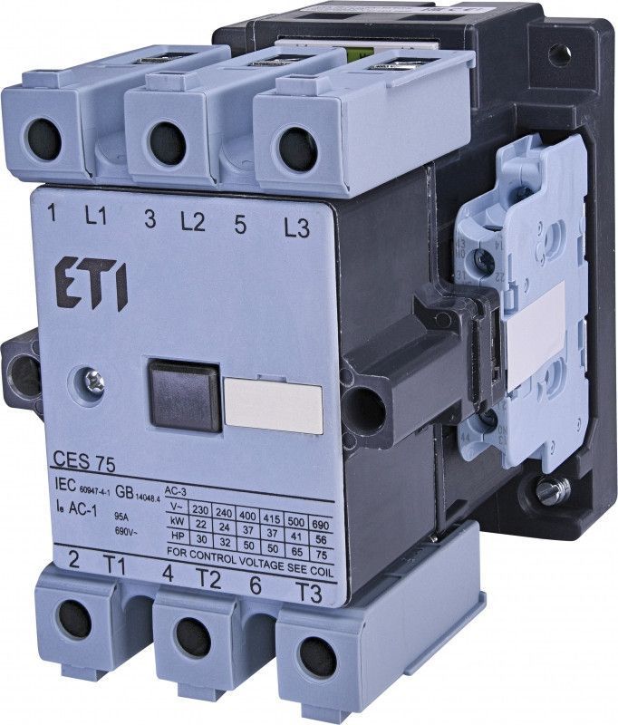 Контактор ETI CES 75.22 (37 кВт, 230В AC) - 3-полюсный электромагнитный пускатель 4646563 фото