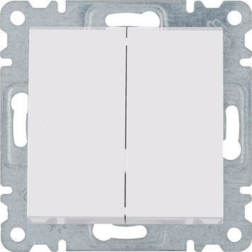 Выключатель 1-тактовый 2-клавишный белый 10АХ/230В Lumina, Hager WL0140 фото