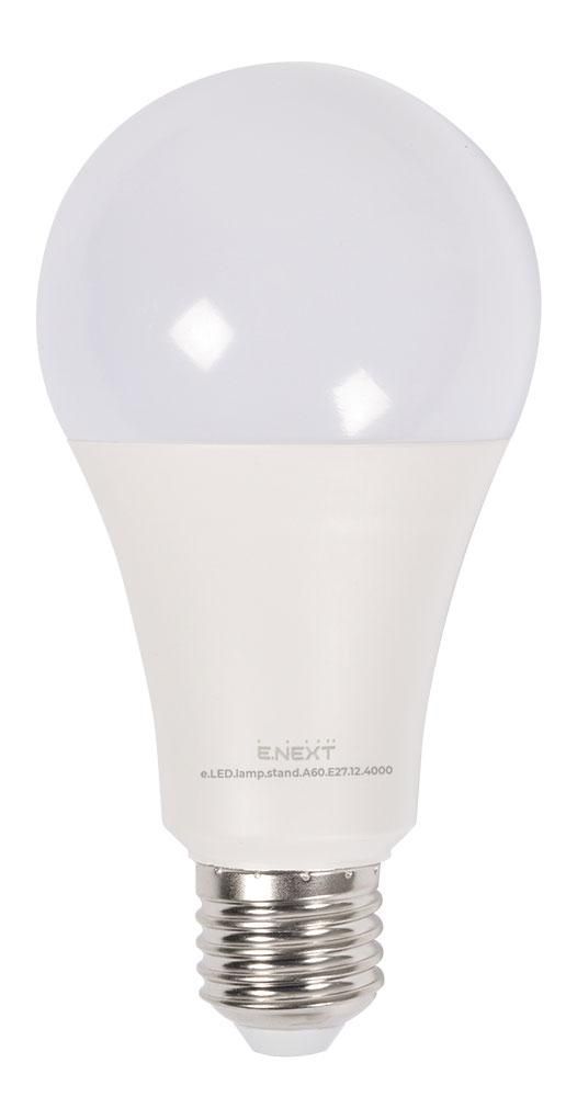 Светодиодная лампа 12Вт 4000К Е27 для дома e.LED.lamp.stand.A60.E27.12.4000 E.NEXT l0650805 фото