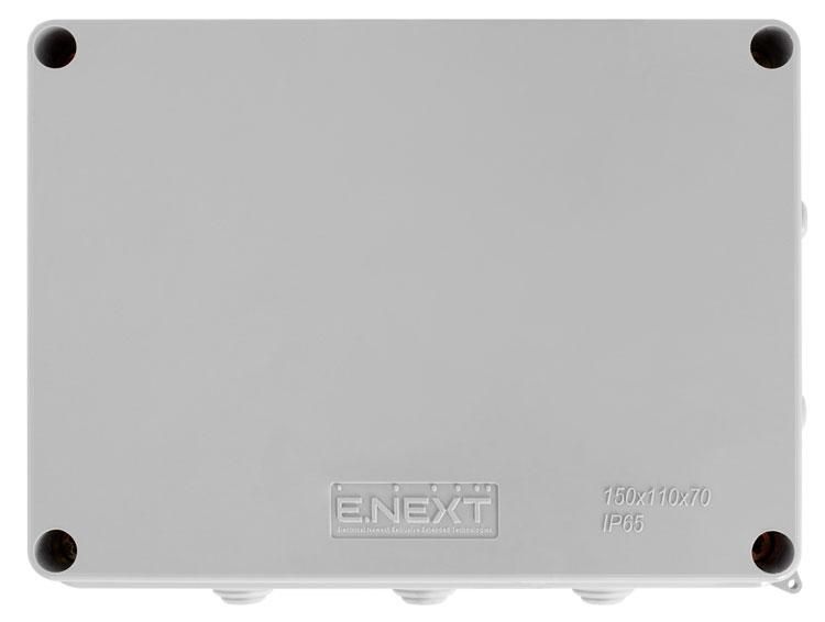 Коробка распределительная E.NEXT 150х110х70 мм, IP65, для электропроводки, серого цвета p016108 фото