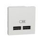Двойная USB розетка 2.1А Schneider Electric Unica New, белая, 2 модуля NU341818 фото