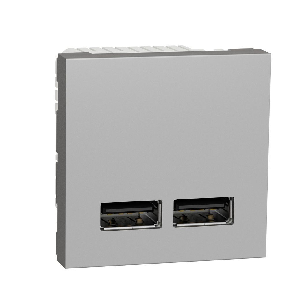Двойная USB-розетка 2.1А алюминий Unica New от Schneider Electric NU341830 фото