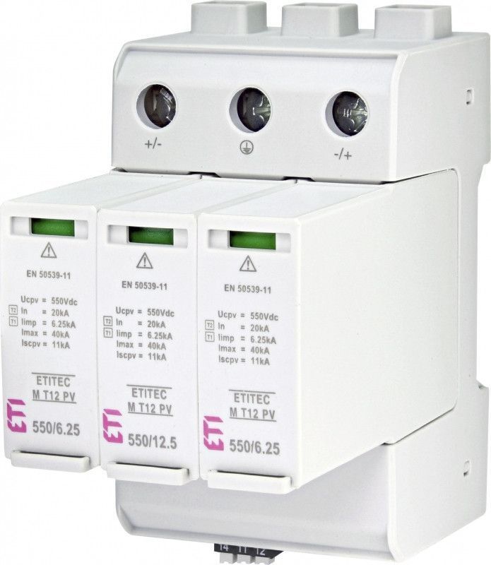 Ограничитель перенапряжения ETITEC M T12 PV 1100V, 3-полюсный, 12.5kA для солнечных систем 2440512 фото