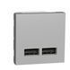 Двойная USB-розетка 2.1А алюминий Unica New от Schneider Electric NU341830 фото