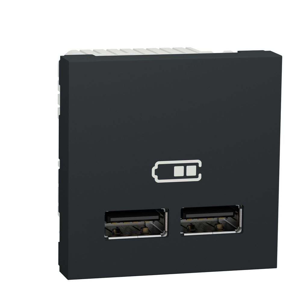 Двойная USB розетка 2.1А антрацит 2 модуля Unica New от Schneider Electric NU341854 фото