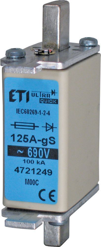 Плавка вставка ETI M000 gS 125A/690V, запобіжник з індикатором стану 4721249 фото