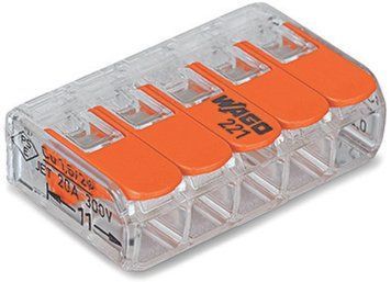 Клема WAGO COMPACT 5- провідна з важелями, 32A максимум, 4000V, 85&deg;C 221-415 фото