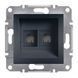 Розетка компьютерная Schneider Electric Asfora двойная RJ45 Cat6 UTP антрацит EPH4800171 фото