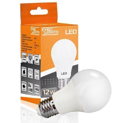 Светодиодная лампа Evro Lights 12Вт 4200К E27, энергосберегающая A60, 1200 Лм 58666 фото