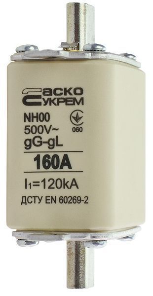 Ножовий запобіжник АСКО-УКРЕМ NH00 160A gG для захисту електричних систем A0050010017 фото
