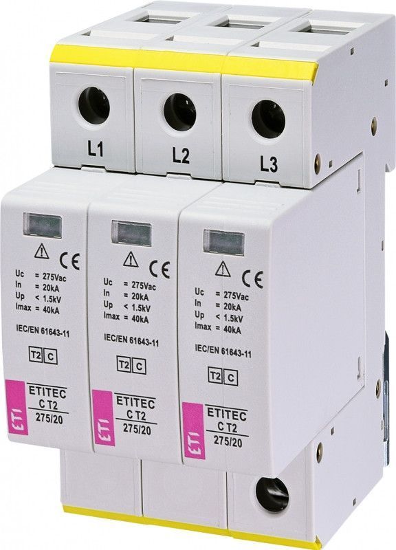 Обмежувач напруги ETITEC C T2 275/20 (3p) 20kA для енергопостачання 2440399 фото