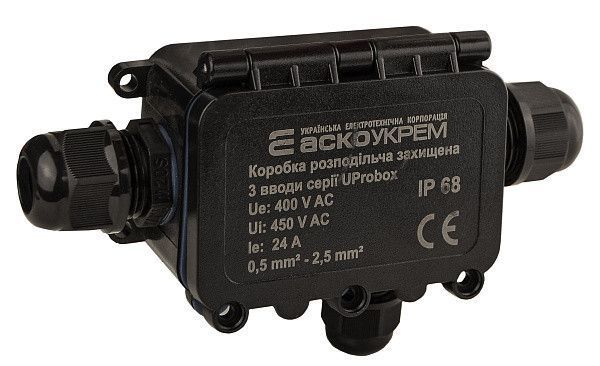 Розподільча коробка IP68 для кабелів, 3 введення, вогнестійкий корпус UProbox, АСКО-УКРЕМ A0280010002 фото