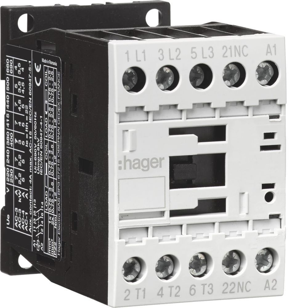 Контактор корпусный 3P+1NЗ 15.5А 230В AC, Hager EV01501C фото