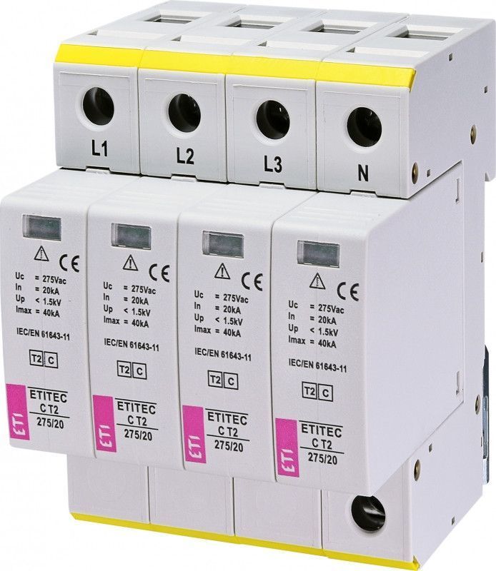 Обмежувач перепадів напруги ETITEC C T2 275/20 (4+0) 4p, 20kA для систем TNS 2440395 фото