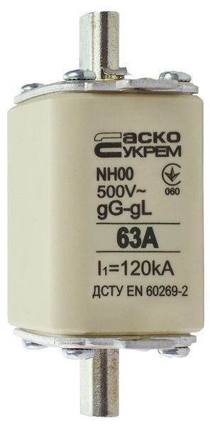 Ножовий запобіжник NH00 63A gG, АСКО-УКРЕМ - для захисту електромереж на DIN-рейку A0050010013 фото