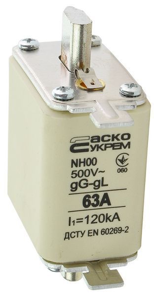 Ножовий запобіжник NH00 63A gG, АСКО-УКРЕМ - для захисту електромереж на DIN-рейку A0050010013 фото