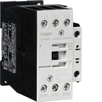 Силовий контактор 3P+1НВ 18А AC-3 230В для керування, Hager EV01810C фото