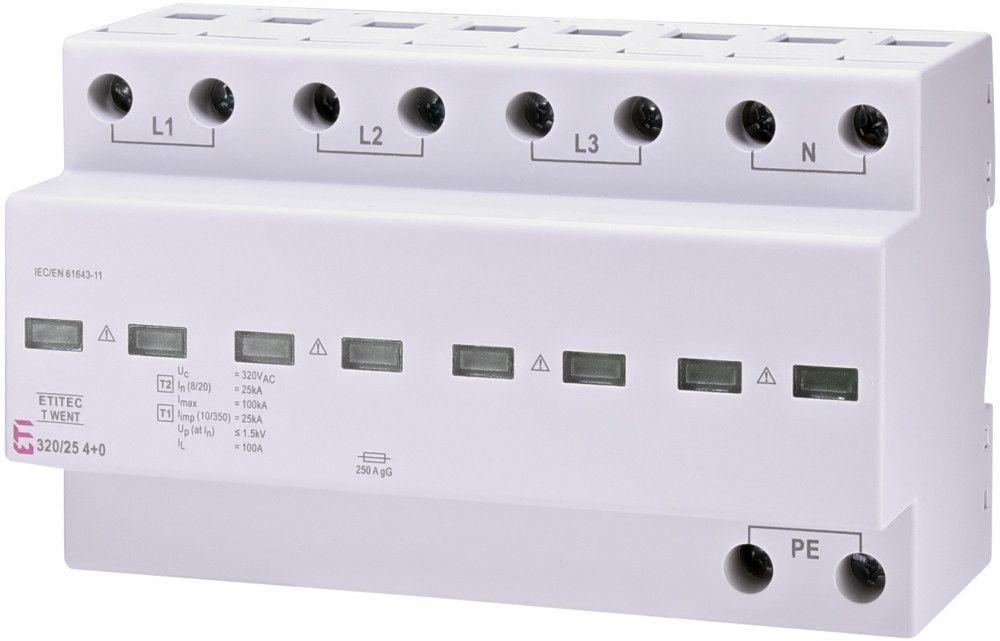 Обмежувач напруги ETITEC T WENT 320/25 (4 модулі, TNC-S, 25 кА) 2440370 фото