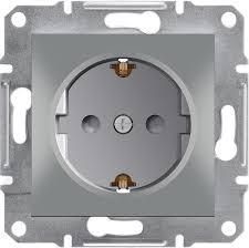 Розетка с заземлением Schneider Electric Asfora Алюминий, защита от детей, 16А EPH2900261 фото