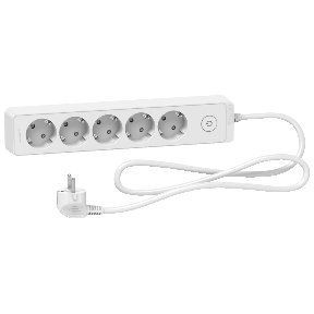 Подовжувач SE Unica на 5 розеток із заземленням, 5 м, 2 USB, білий ST9455W фото
