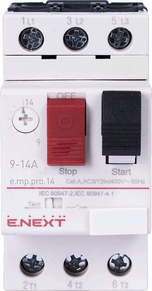 Автоматичний вимикач для захисту двигуна E.NEXT 9-14А, 3-полюсний, IP20 p004018 фото