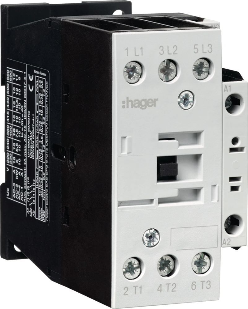 Силовий контактор 3P+1НВ 38А 230В AC-3, Hager EV03810C фото