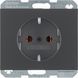 Розетка з кнопкою 16А Антрацит IP20 K.1 Berker, Hager 47157006 фото 1