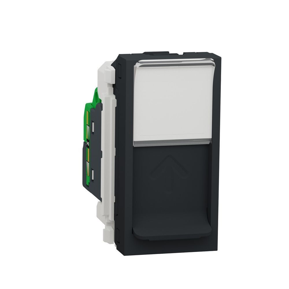 Компьютерная розетка RJ45 1 модуль антрацит Schneider Electric Unica New категория 6 STP NU341654 фото