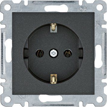 Розетка Hager Lumina-2 чорного кольору 16А/230В, IP20, стильний дизайн WL1053 фото