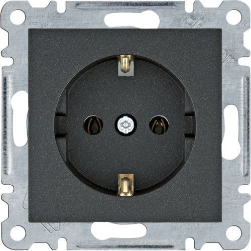 Розетка Hager Lumina-2 черного цвета 16А/230В, IP20, стильный дизайн WL1053 фото