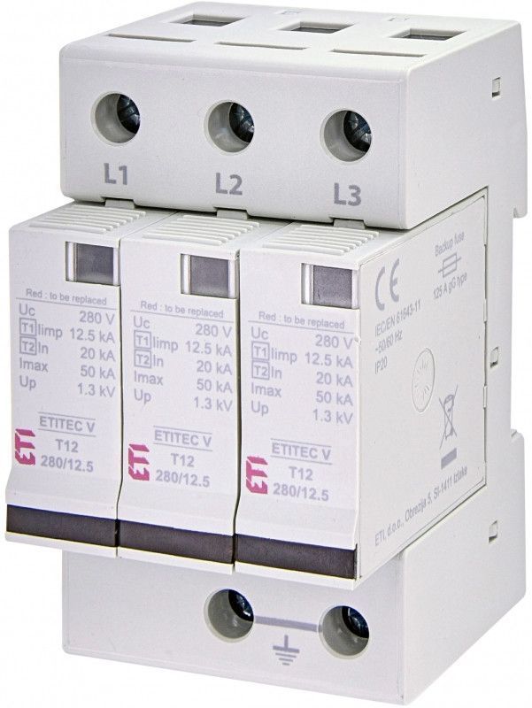 Обмежувач перенапруги ETITEC V T12 280/12,5 RC з трьома рівнями захисту для електроніки 2442915 фото
