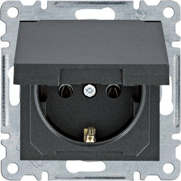 Розетка Hager Lumina2 чорна з захисною кришкою 16А/230В для дому та офісу WL1153 фото