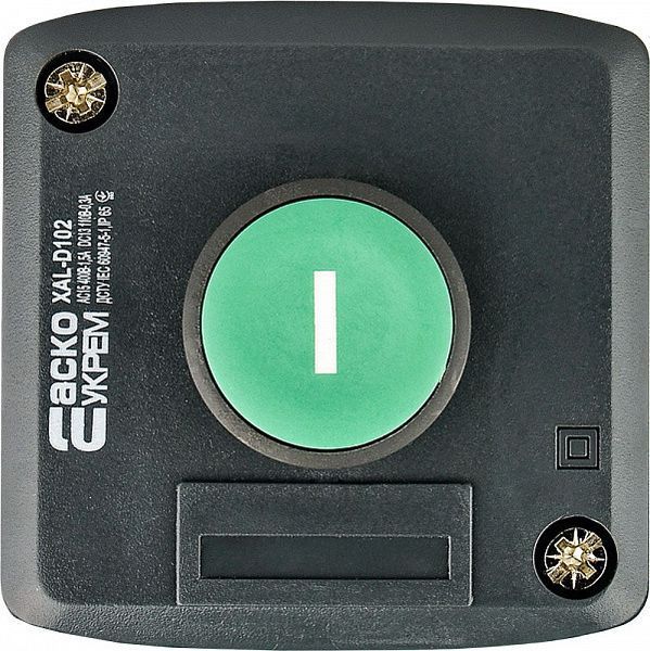Однофункціональний кнопковий пост "СТАРТ" XAL-D102, IP54, Зелений, для управління пристроями A0140020051 фото