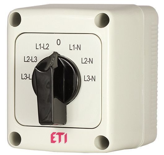 Перемикач пакетний ETI CS 16 66 PN, 16А, IP65, вольтметр з нейтральною жилою 4773201 фото