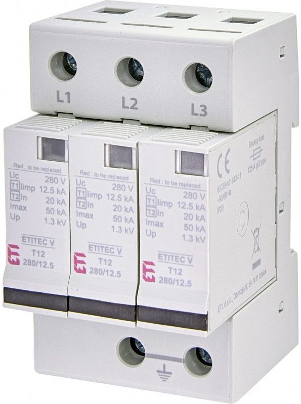 Обмежувач перенапруги ETITEC V T12 280/12,5 (3+0) для захисту електросетей 2442905 фото