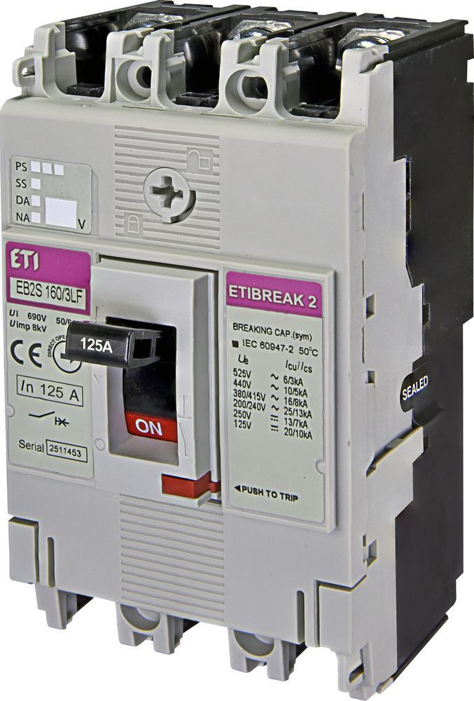 Автоматичний вимикач ETI ETIBREAK EB2S 160/3LF 125A 16кА, компактний, 3-полюсний 4671810 фото